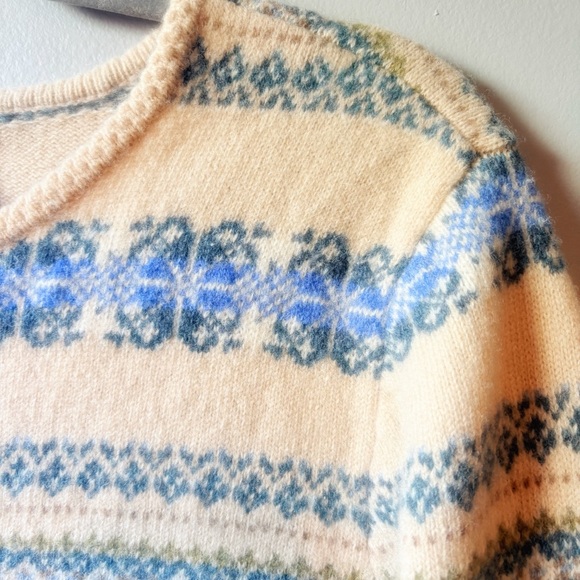 Lambswool nordic fair isle cabincore twee grandma sweater - Picture 4 of 10